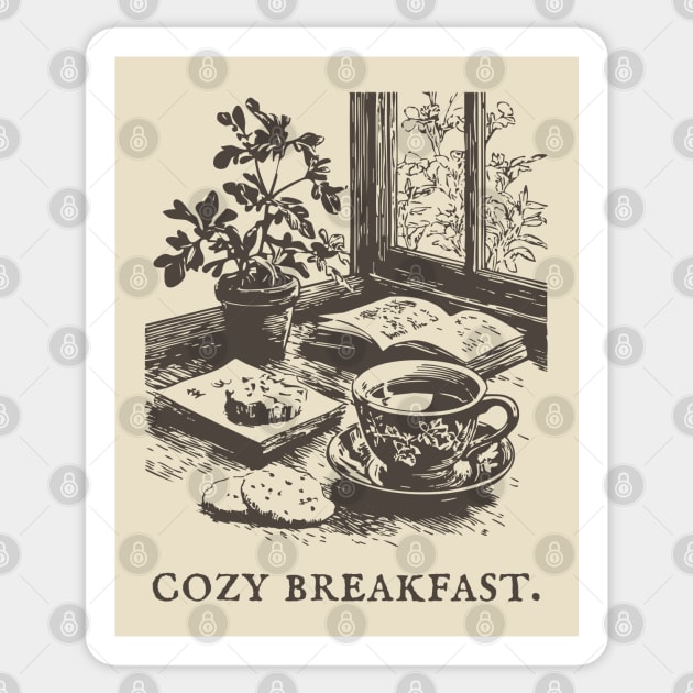 Cozy Breakfast on a Rainy Window Morning Sticker by TuncGK